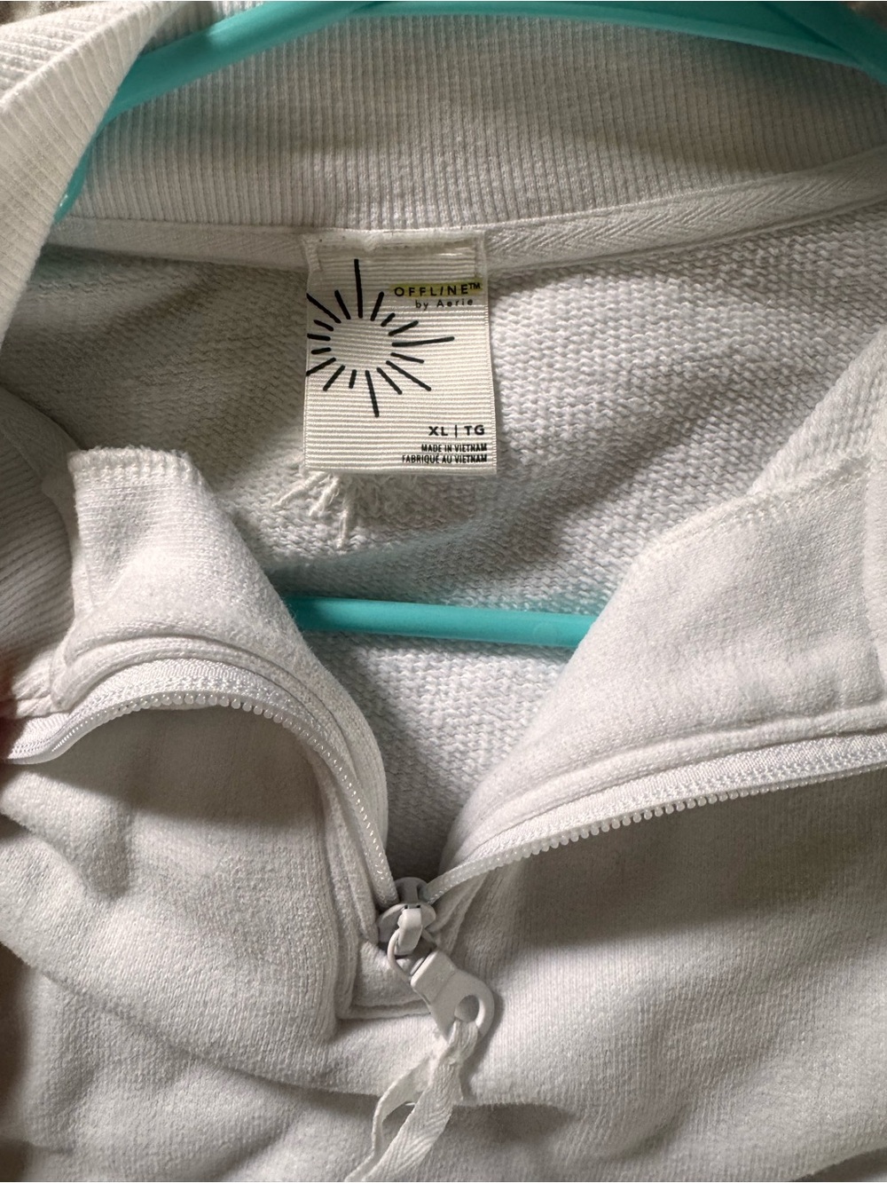 Aerie Cropped White Quarter-Zip Women's Sweater - XL